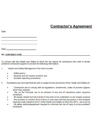 Racing Contractor Agreement