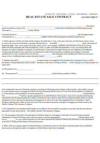 Real Estate Sales Contract Form