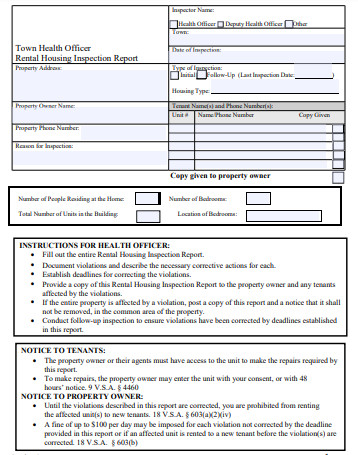 Rental Housing Inspection Report