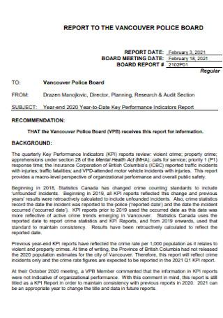 Report of Vancouver Police