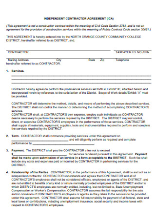 Sample Contractor Agreement