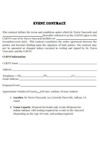 Sample Event Contract