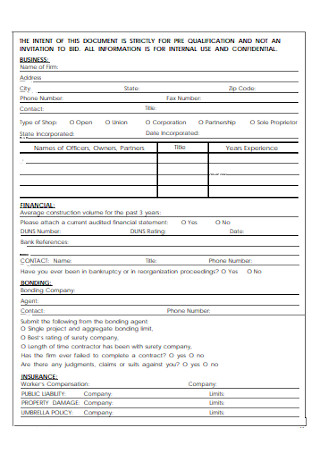 Sample Roofing Contractor Form