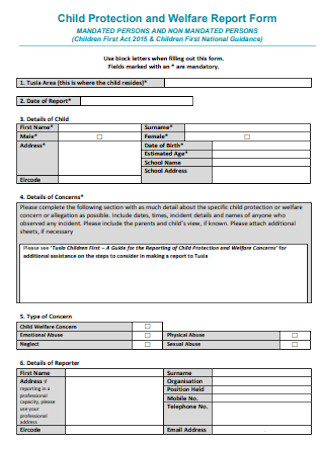 Welfare Report Form