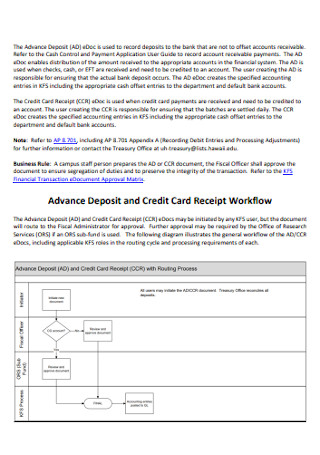Advance Credit Card Receipt
