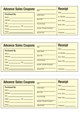 Advance Sales Coupons Receipt
