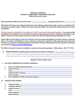Amendment Contract Checklist