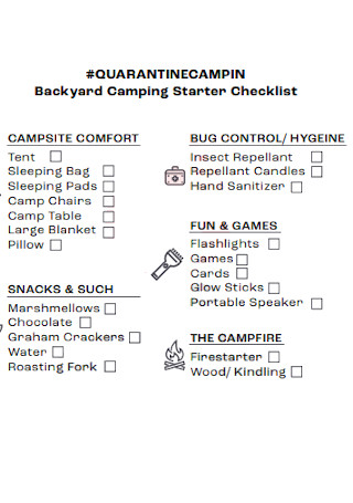 Backyard Camping Starter Checklist