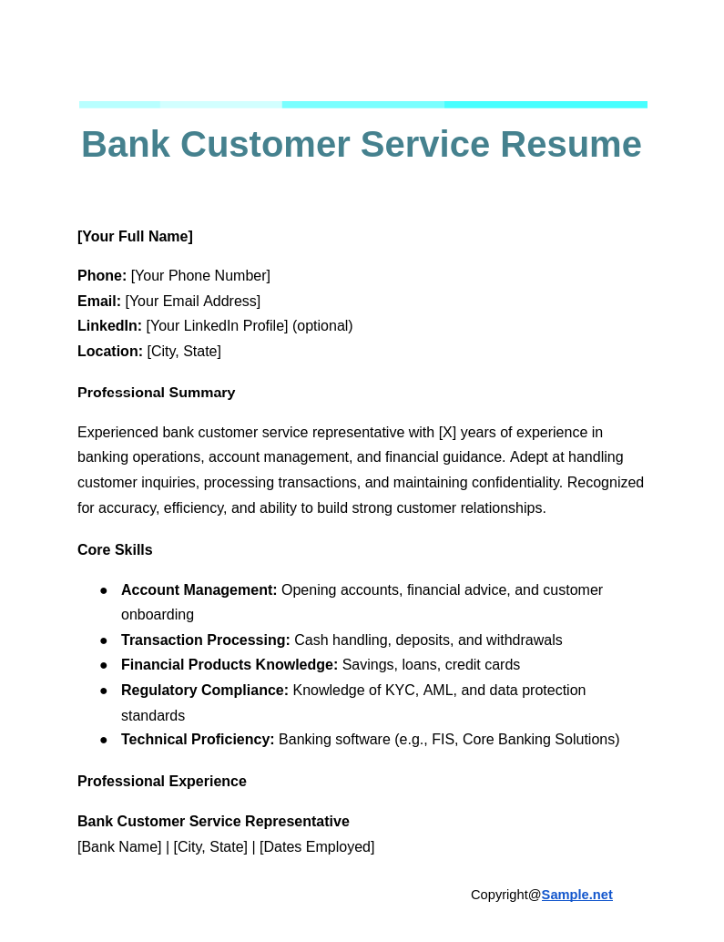 Bank Customer Service Resume Google Docs 11 06 2024 04 13 PM