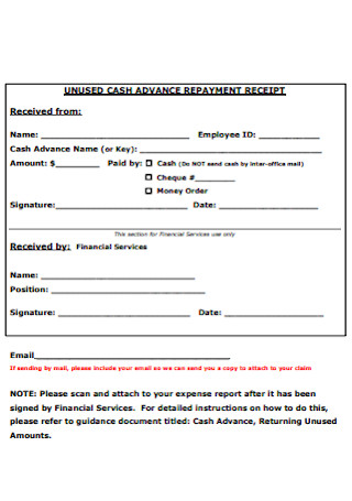 Cash Advance Repayment Receipt