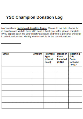 Champion Donation Log