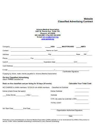 Classified Advertising Contract 
