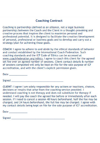 Coaching Contract Format