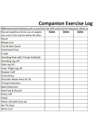 Companion Exercise Log
