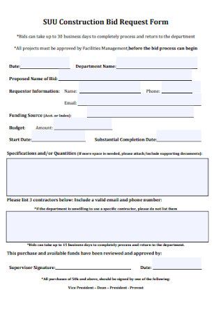 Construction Bid Request Form