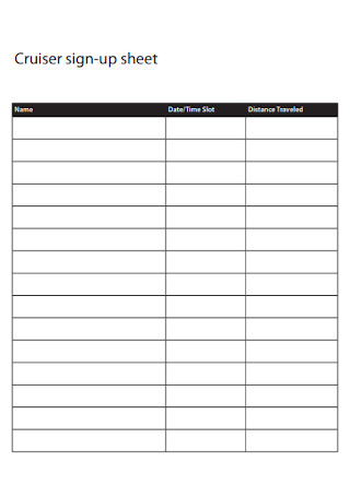 Cruiser Sign up Sheet