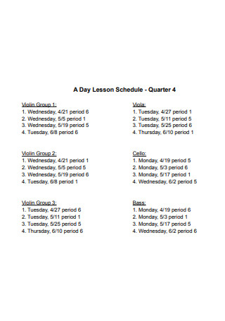 Day Lesson Schedule