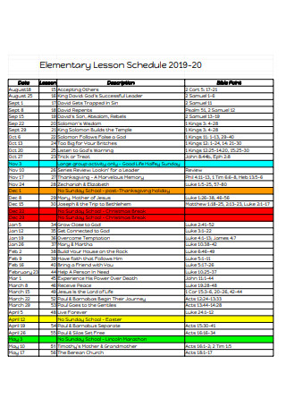 Elementary Lesson Schedule