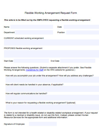 Flexible Working Arrangement Request Form 
