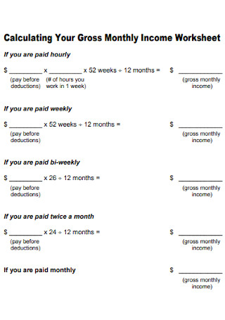 Gross Monthly Income Worksheet