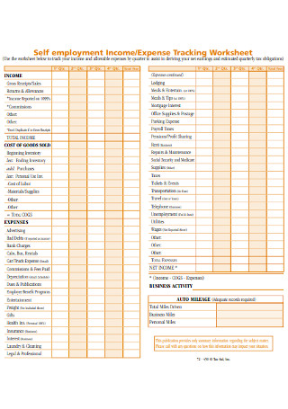 Income and Expense Tracking Worksheet