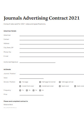Journals Advertising Contract