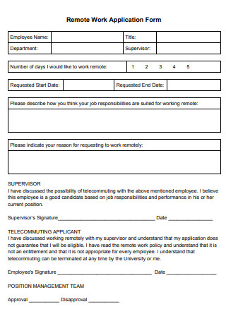 Remote Work Application Form