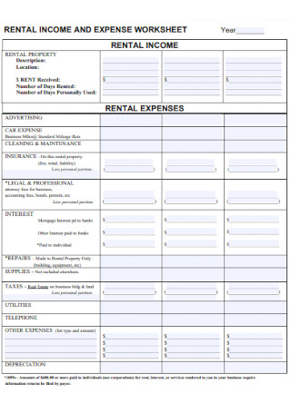 household income and expense worksheet