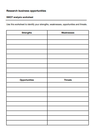 Research Business SWOT Analysis Worksheet