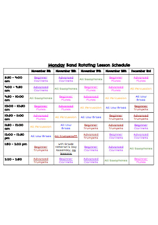Rotating Lesson Schedule