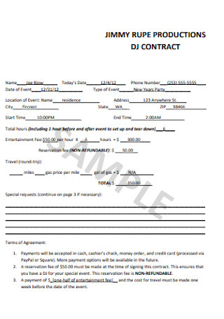 Rupe Production DJ Contract