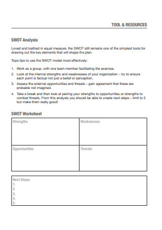 SWOT Analysis Worksheet Tool and Resources
