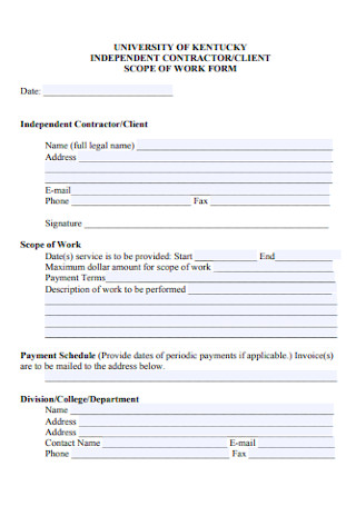 Scope of Work Form
