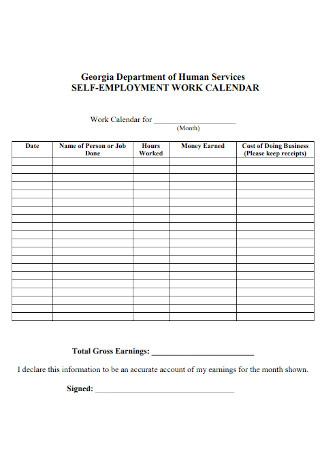 23+ SAMPLE Work Calendars in PDF | MS Word