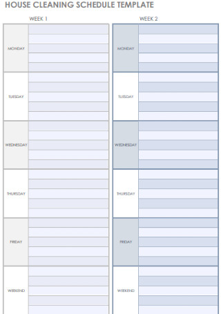 Simple House Cleaning Schedule Template