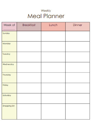 Simple Weekly Meal Planner