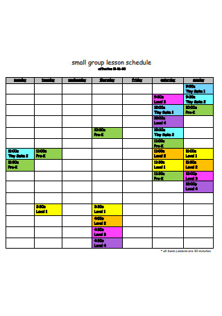 Small Group Lesson Schedule