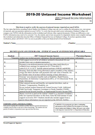 Untaxed Income Worksheet