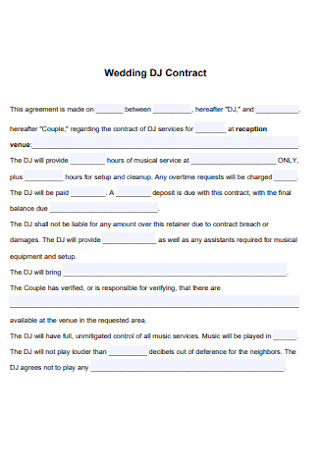 Wedding DJ Contract Format