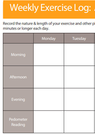 Weekly Exercise Log