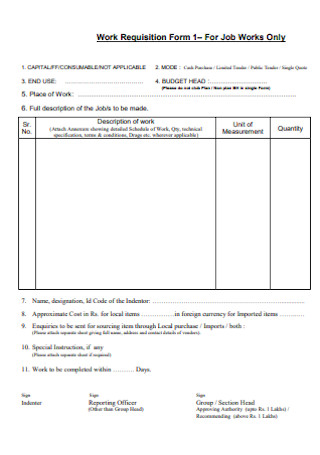 Work Requisition Form