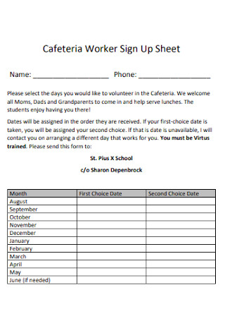 Worker Sign Up Sheet