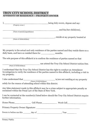 Affidavit of Residency of Property Owner