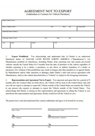 Agreement Not to Export