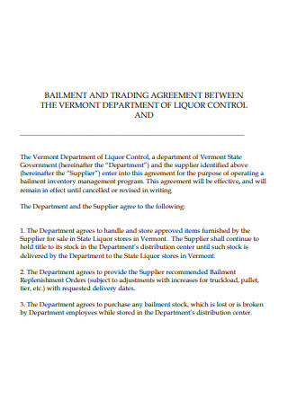 Bailment and Trading Agreement