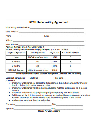 Basic Underwriting Agreement