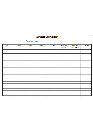 Bowling Score Sheet in DOC