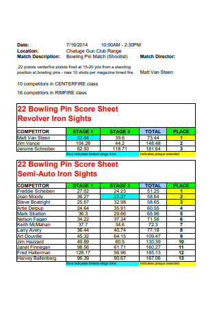 Bowling Score Sheet in PDF
