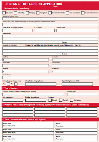 Business Credit Account Application