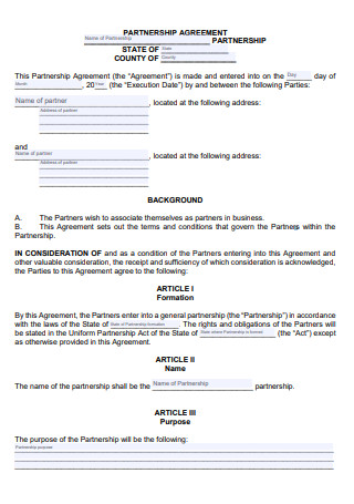 Business Partnership Agreement in PDF